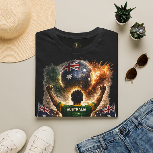 Australien Fußball Fan T-Shirt – Australien Flagge Supporter Design | Fußball Fanartikel | Geschenk für Fußballfans
