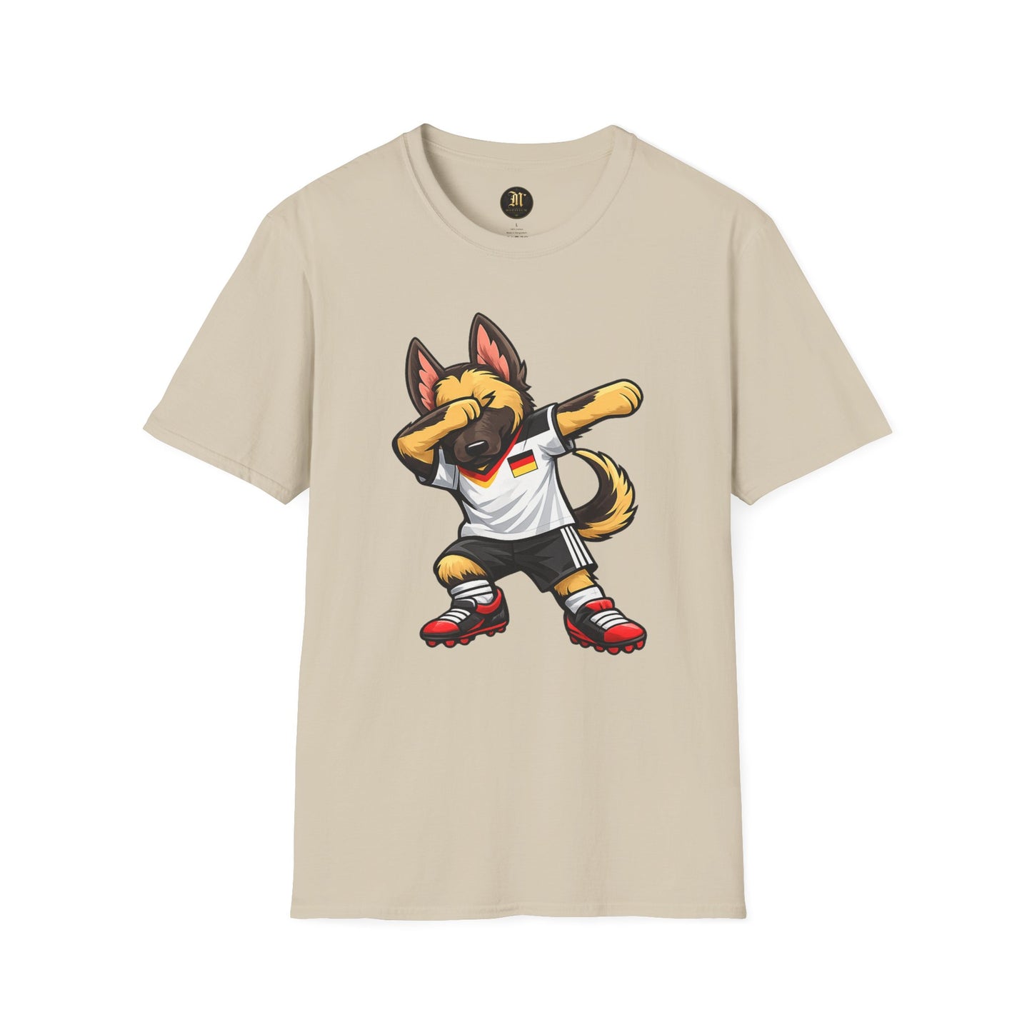 Deutschland Fußball Fan Hund T-Shirt – Front & Back Print Schäferhund Dabbing Fan-Shirt