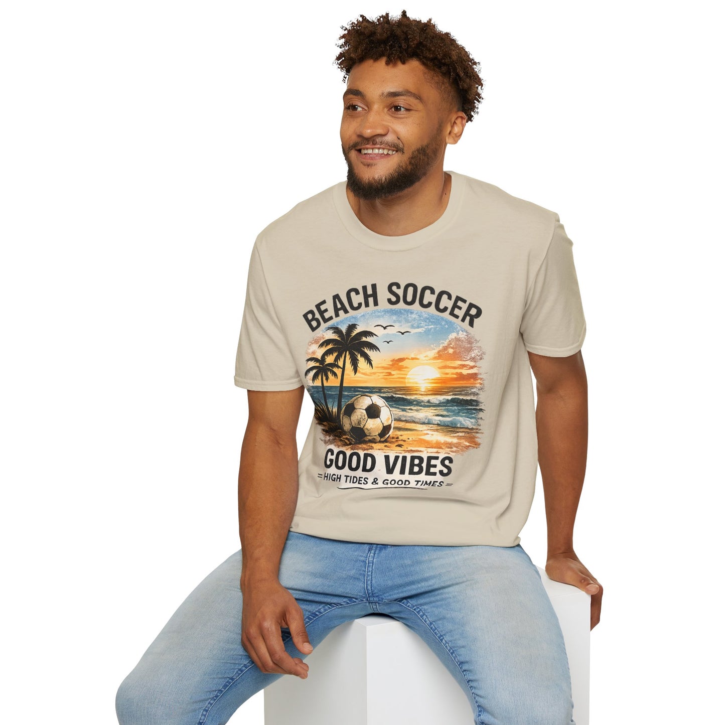 Beach Soccer – Good Vibes T-Shirt | Strandfußball & Sommer Feeling | High Tides & Good Times