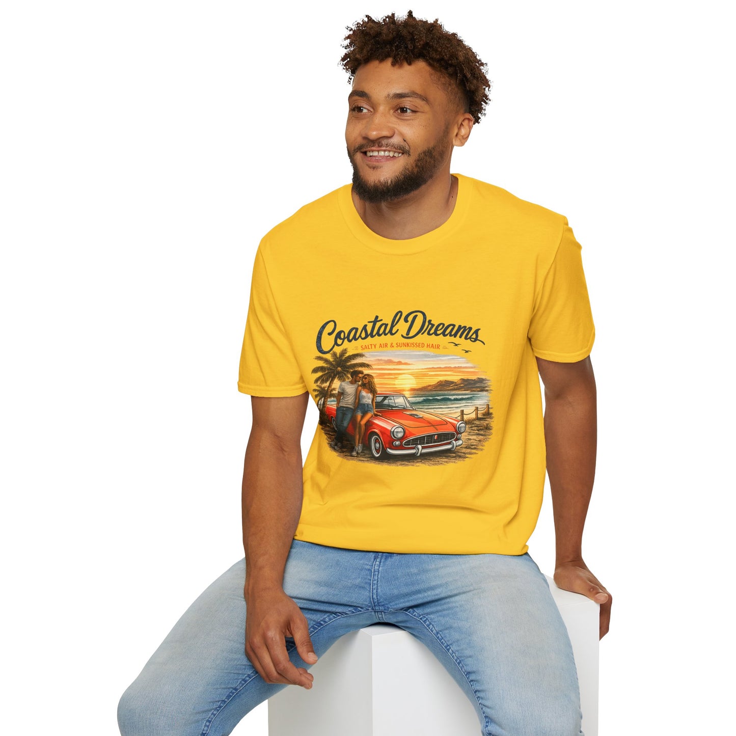 Coastal Dreams T-Shirt – Salty Air & Sunkissed Hair | Vintage Strand Oldtimer Paar Design | Sommer Shirt
