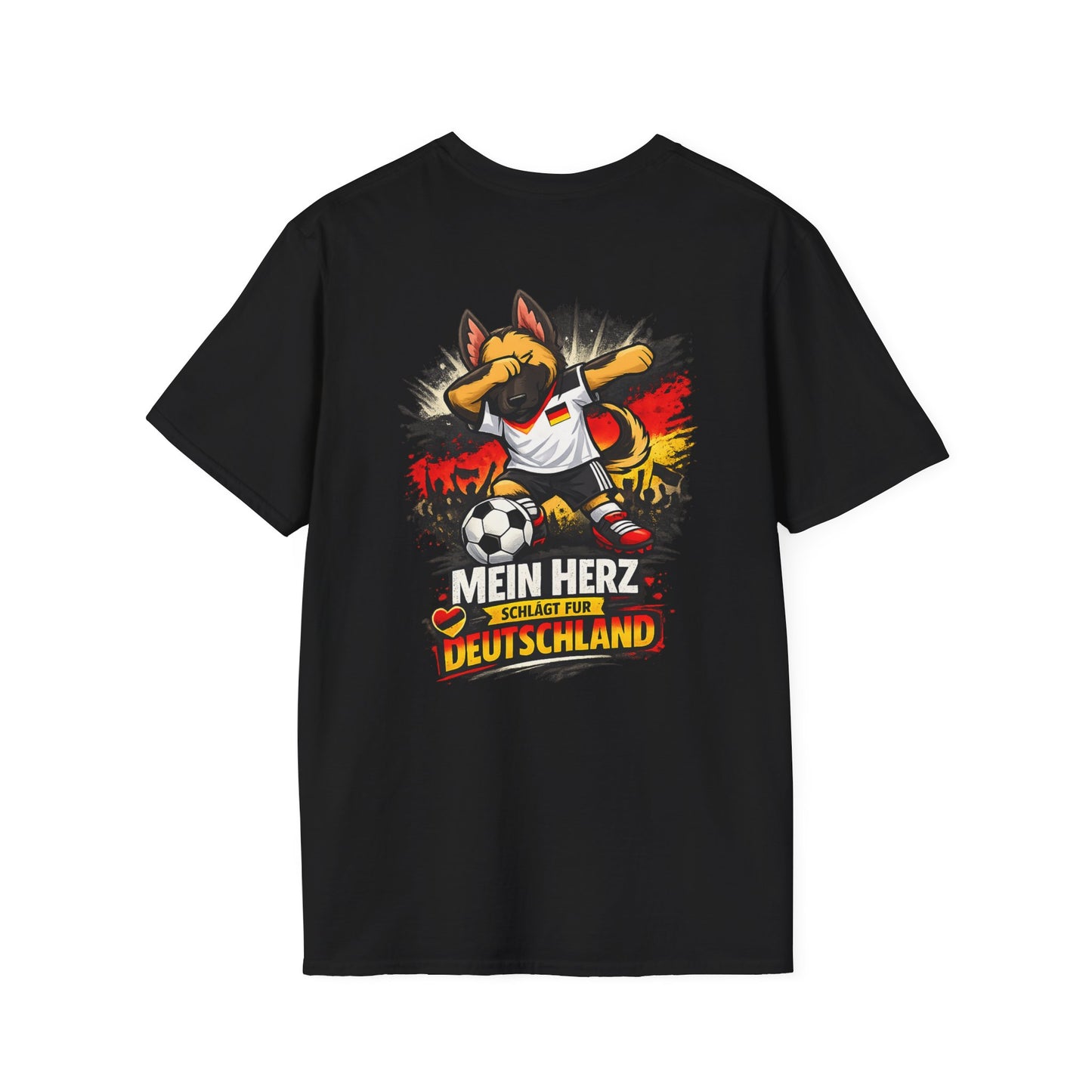 Deutschland Fußball Fan Hund T-Shirt – Front & Back Print Schäferhund Dabbing Fan-Shirt
