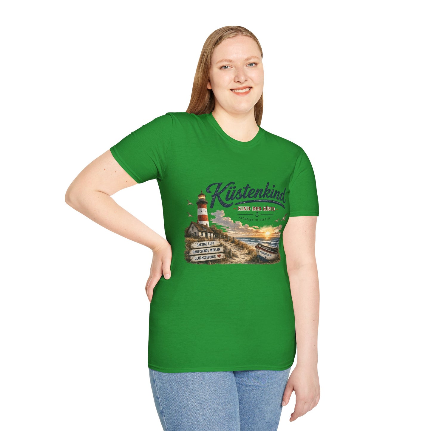 Küstenkind T-Shirt – Kind der Küste | Nordsee im Herzen | Vintage Leuchtturm Strand Design | Maritimes Sommer Shirt