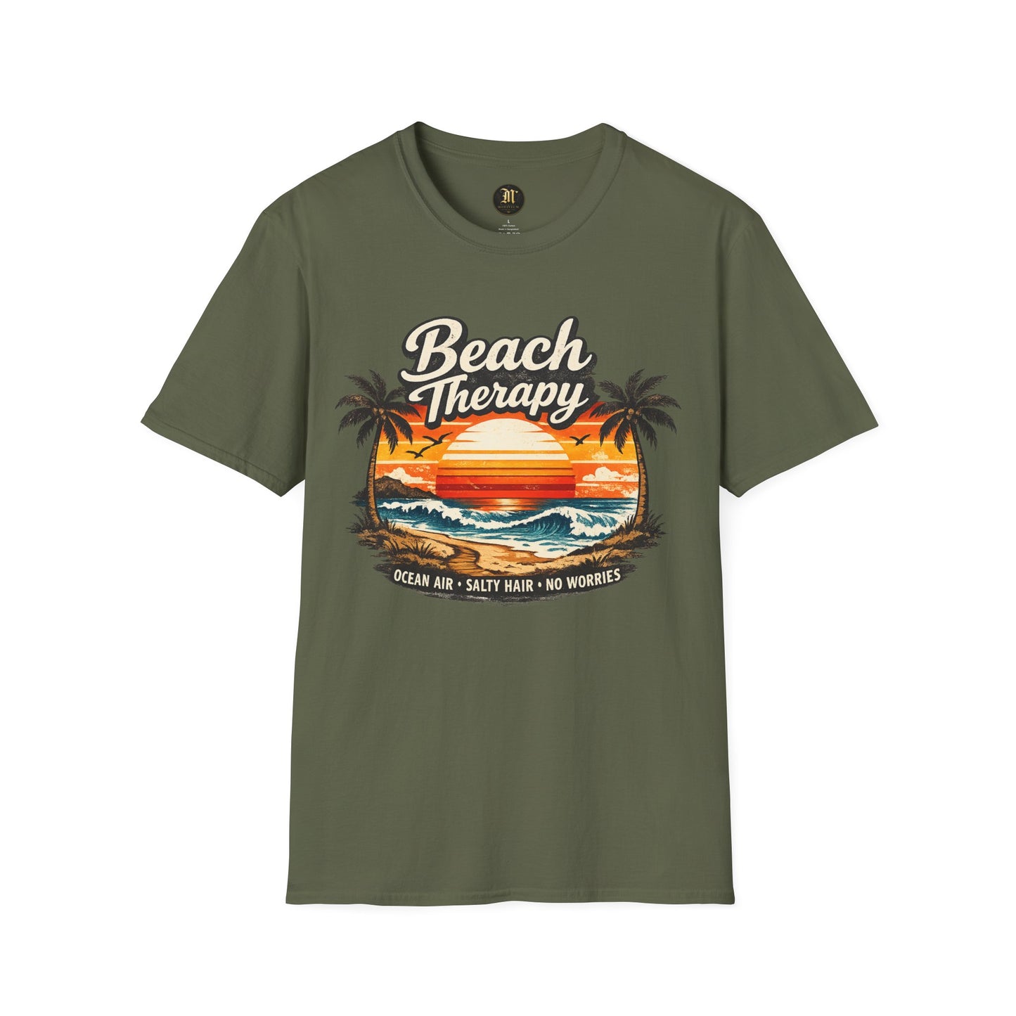 Beach Therapy Vintage Sunset T-Shirt – Ocean Air Salty Hair No Worries Summer Beach Shirt