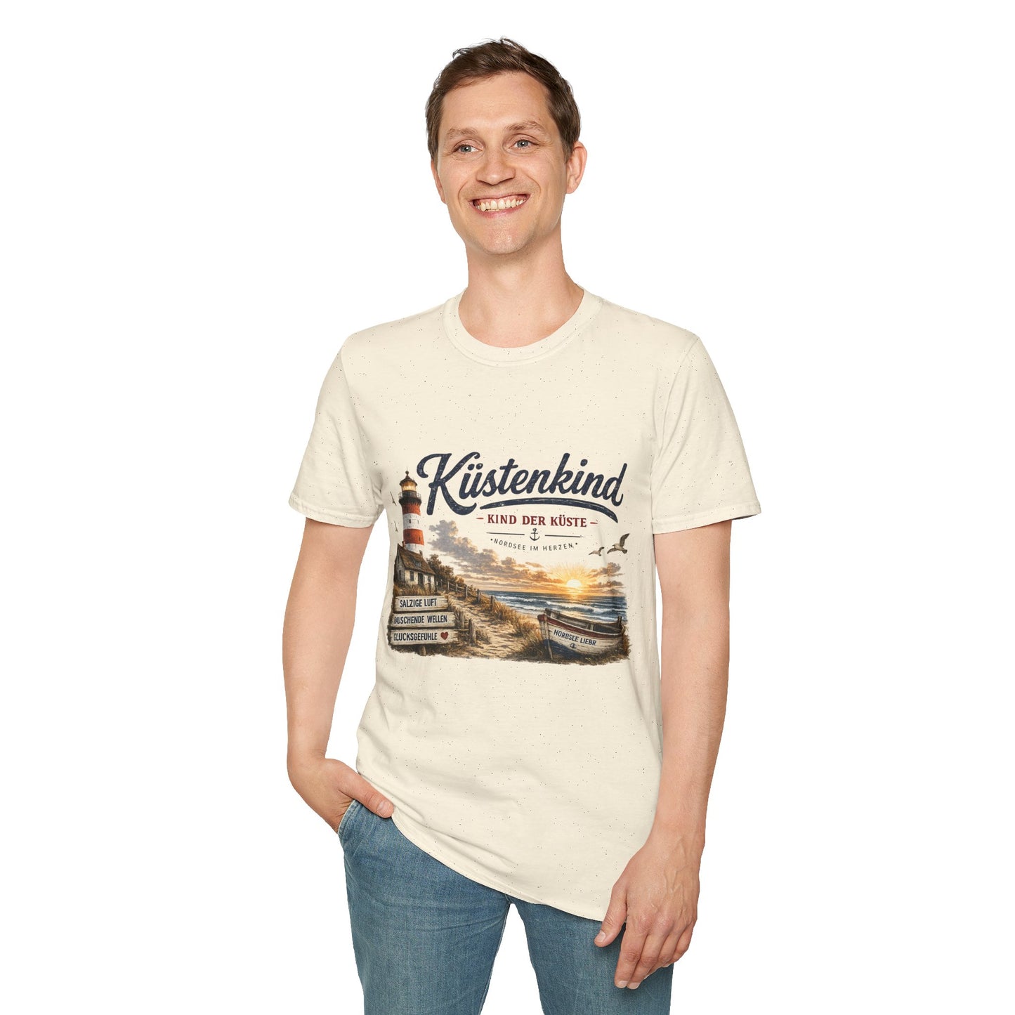 Küstenkind T-Shirt – Kind der Küste | Nordsee im Herzen | Vintage Leuchtturm Strand Design | Maritimes Sommer Shirt
