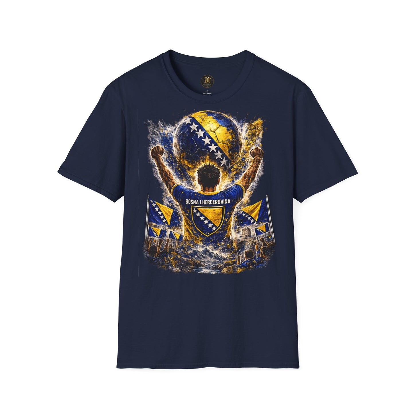 Bosnien & Herzegowina Fußball Fan T-Shirt – Bosnien Flagge Supporter Design | Fußball Fanartikel | Geschenk für Fußballfans