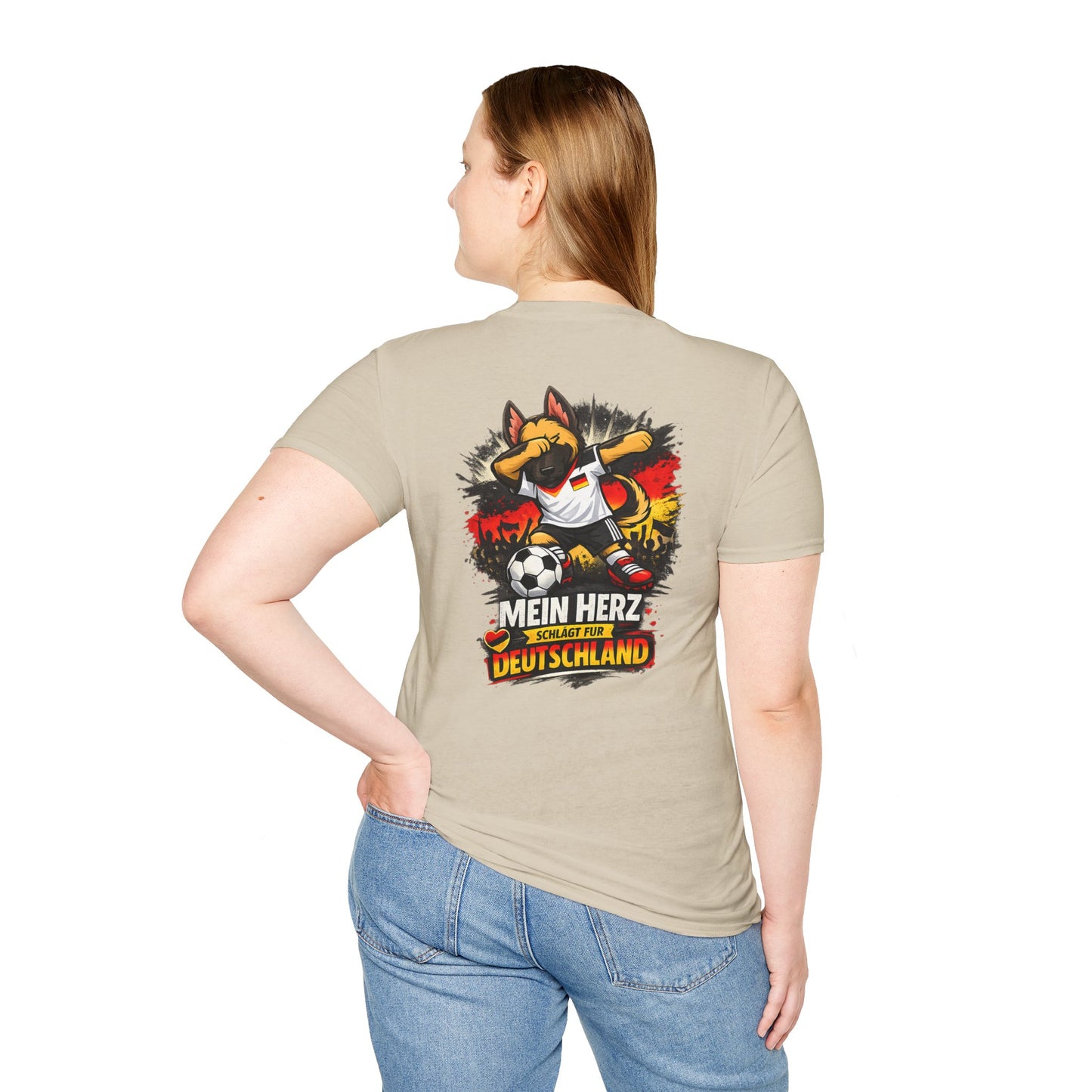 Deutschland Fußball Fan Hund T-Shirt – Front & Back Print Schäferhund Dabbing Fan-Shirt