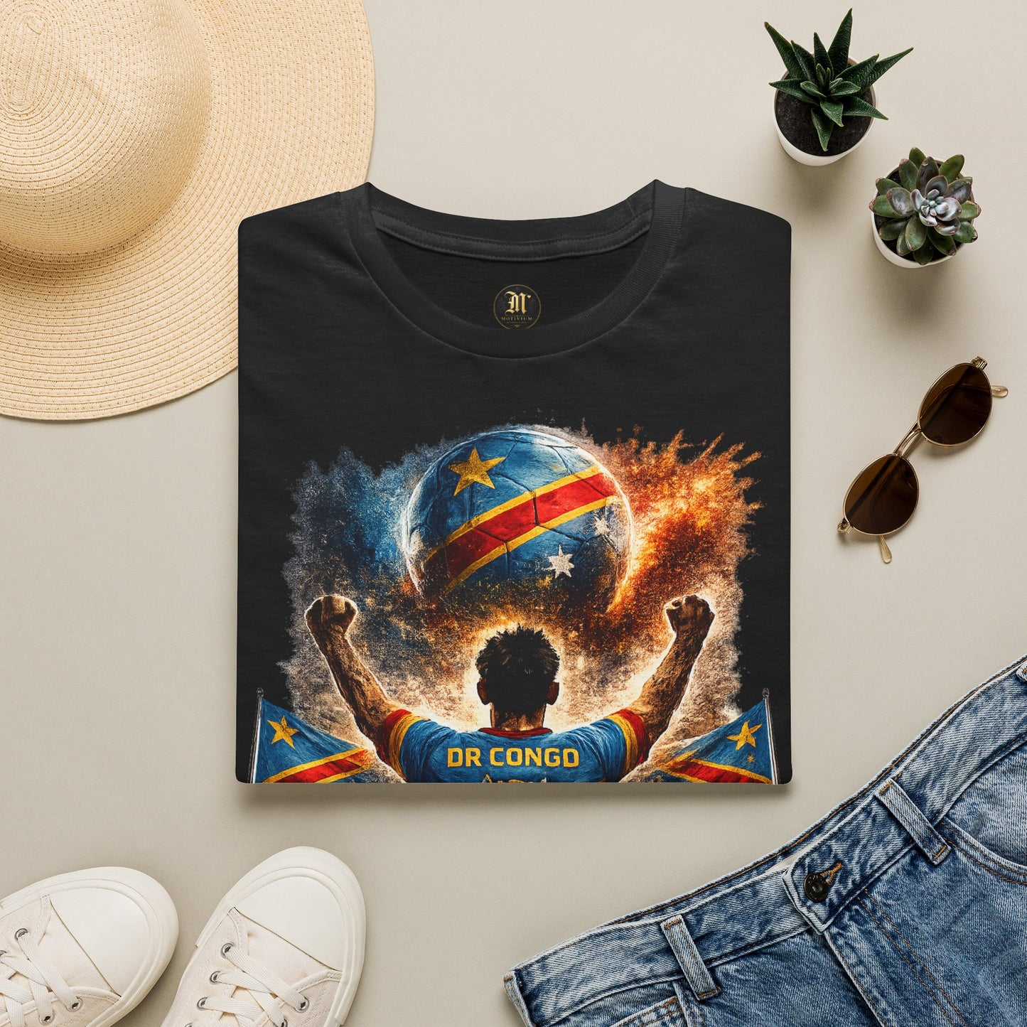 DR Kongo Fußball Fan T-Shirt – Demokratische Republik Kongo Flagge Supporter Design | Fußball Fanartikel | Geschenk für Fußballfans