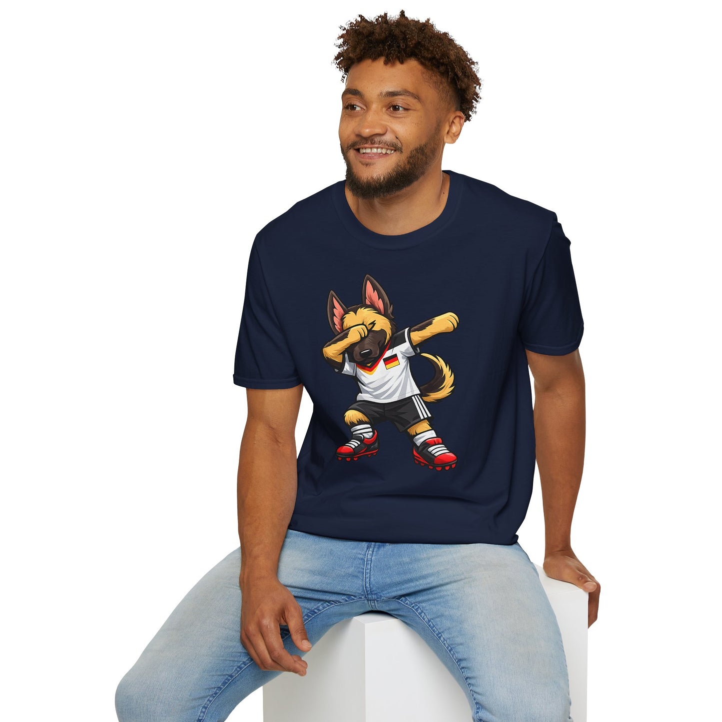 Deutschland Fußball Fan Hund T-Shirt – Dabbing Schäferhund im Deutschland Trikot
