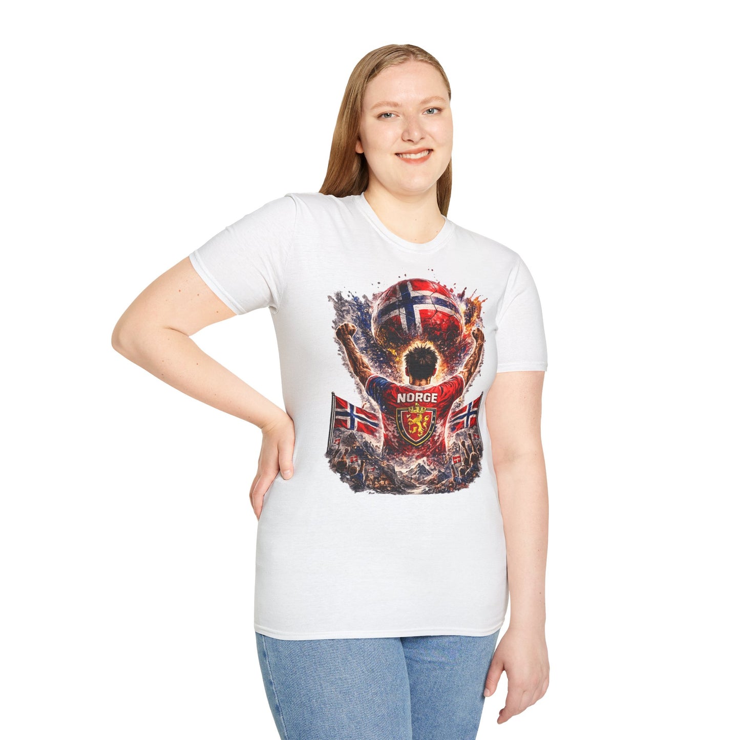 Norwegen Fußball Fan T-Shirt – Norwegen Flagge Supporter Design | Fußball Fanartikel | Geschenk für Fußballfans