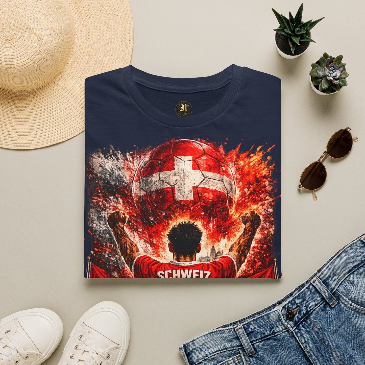 Schweiz Fußball Fan T-Shirt – Schweiz Flagge Supporter Design | Fußball Fanartikel | Geschenk für Fußballfans