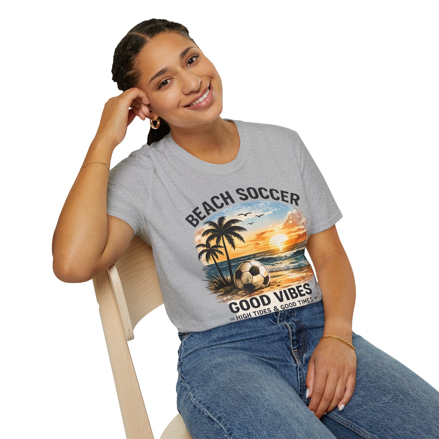 Beach Soccer – Good Vibes T-Shirt | Strandfußball & Sommer Feeling | High Tides & Good Times