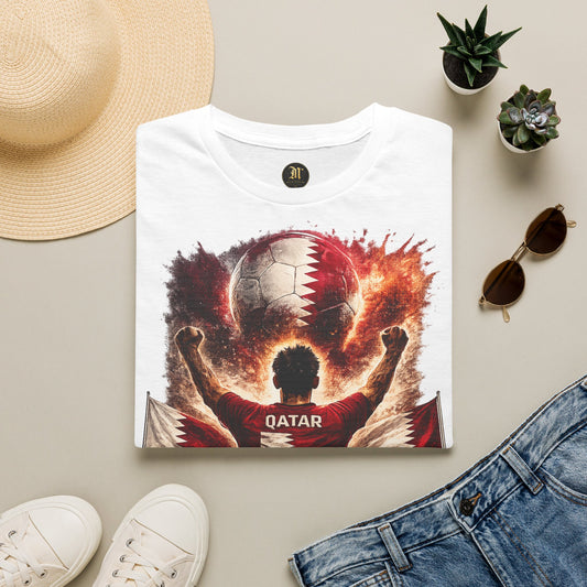 Katar Fußball Fan T-Shirt – Katar Flagge Supporter Design | Fußball Fanartikel | Geschenk für Fußballfans