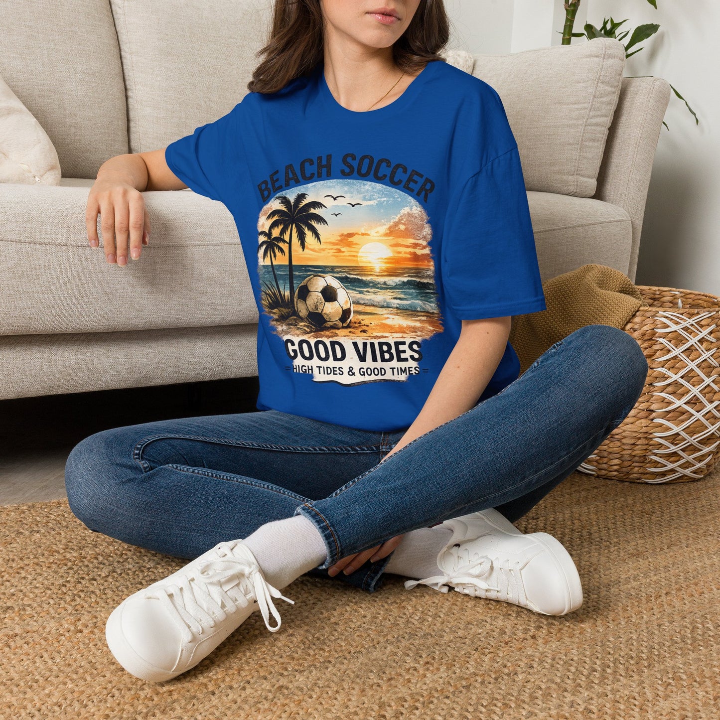 Beach Soccer – Good Vibes T-Shirt | Strandfußball & Sommer Feeling | High Tides & Good Times