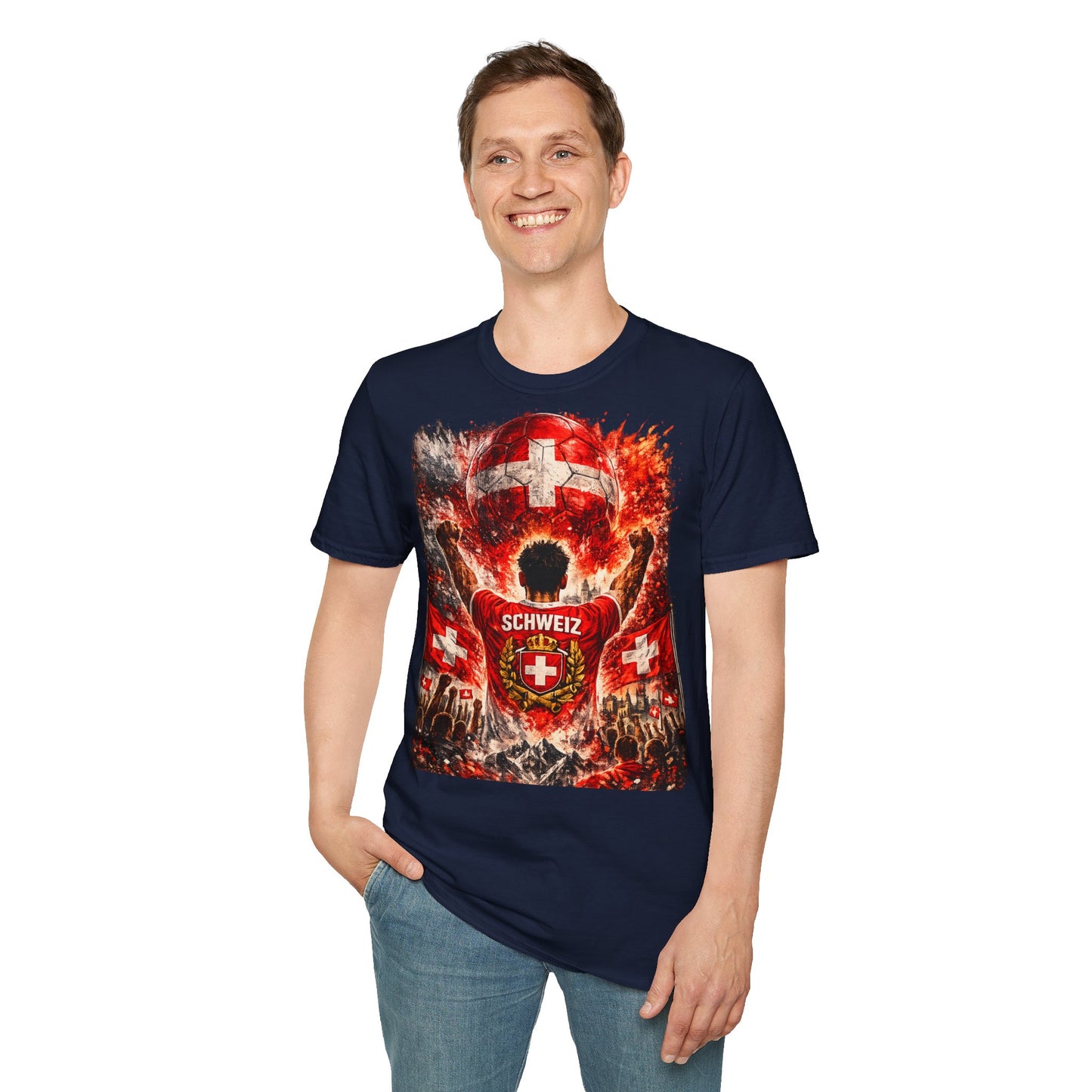 Schweiz Fußball Fan T-Shirt – Schweiz Flagge Supporter Design | Fußball Fanartikel | Geschenk für Fußballfans