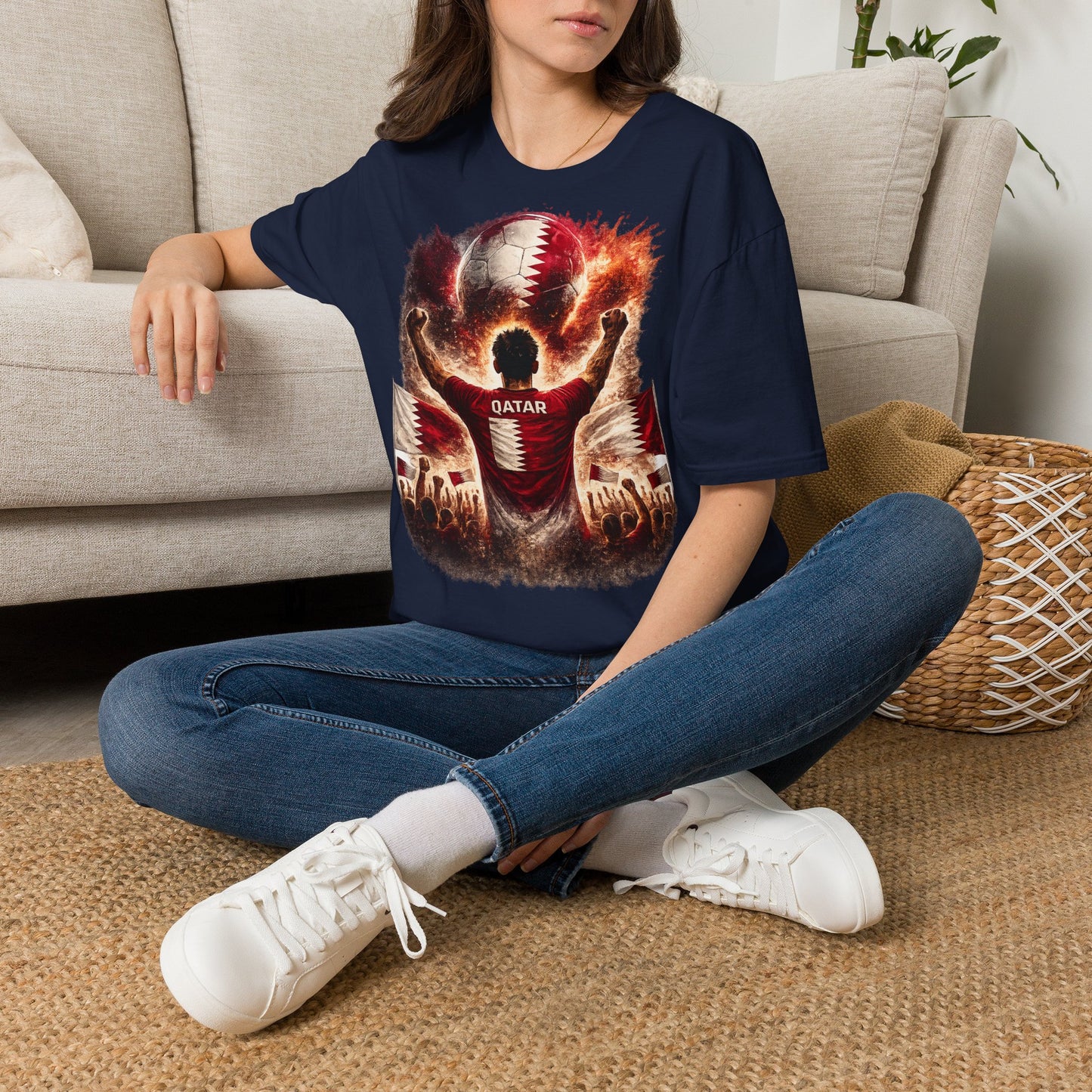 Katar Fußball Fan T-Shirt – Katar Flagge Supporter Design | Fußball Fanartikel | Geschenk für Fußballfans