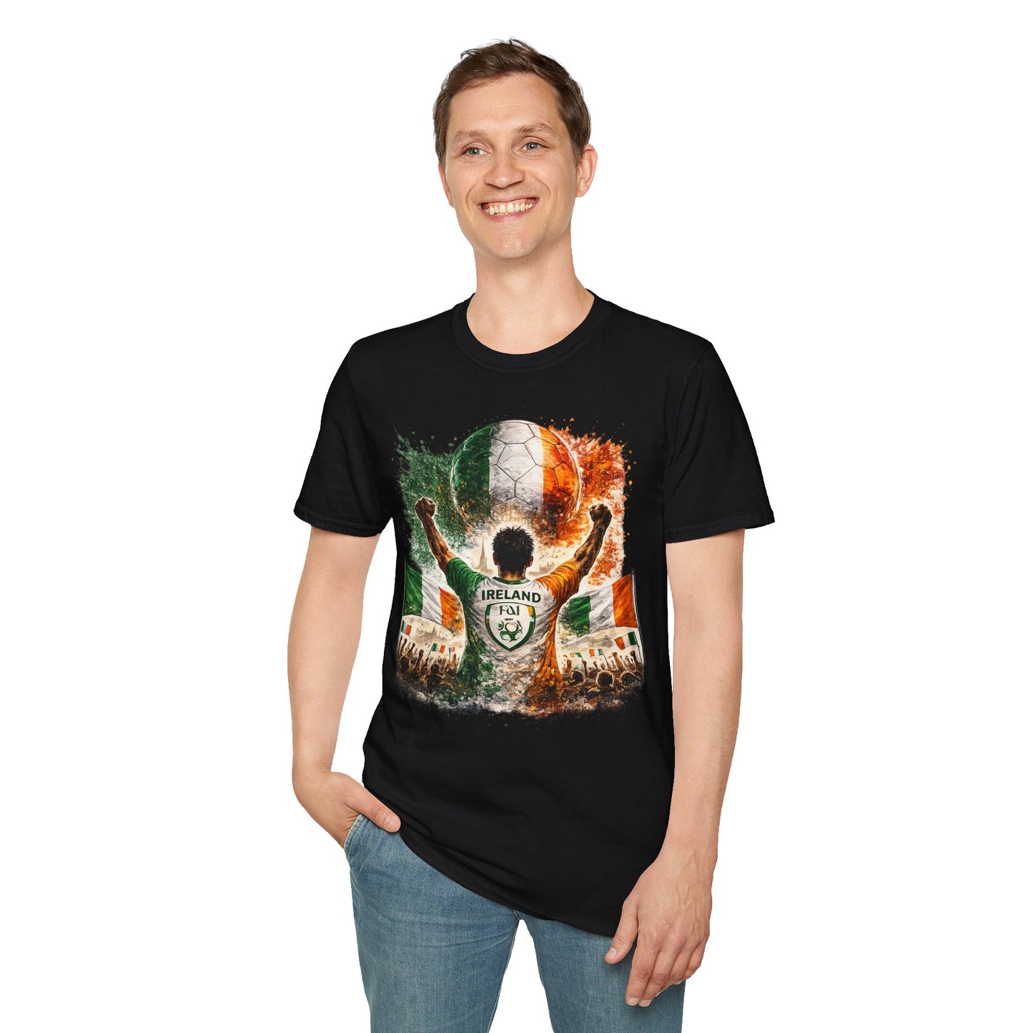 Irland Fußball Fan T-Shirt – Irland Flagge Supporter Design | Fußball Fanartikel | Geschenk für Fußballfans