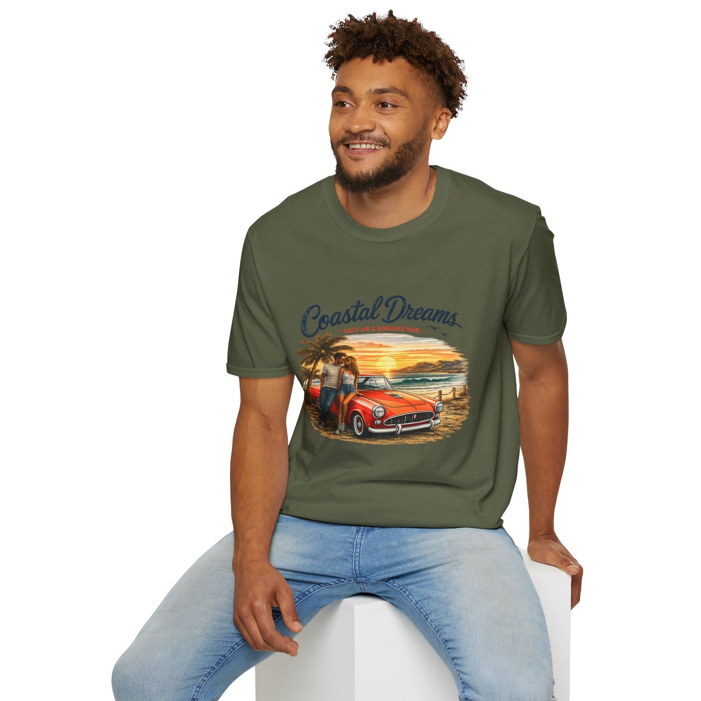 Coastal Dreams T-Shirt – Salty Air & Sunkissed Hair | Vintage Strand Oldtimer Paar Design | Sommer Shirt