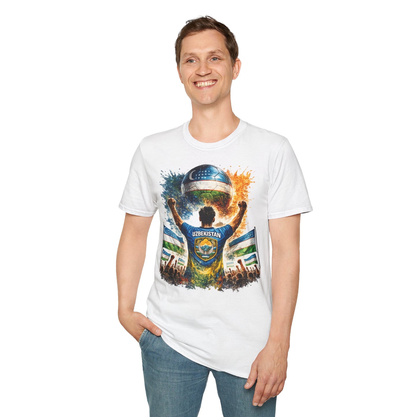 Usbekistan Fußball Fan T-Shirt – Usbekistan Flagge Supporter Design | Fußball Fanartikel | Geschenk für Fußballfans