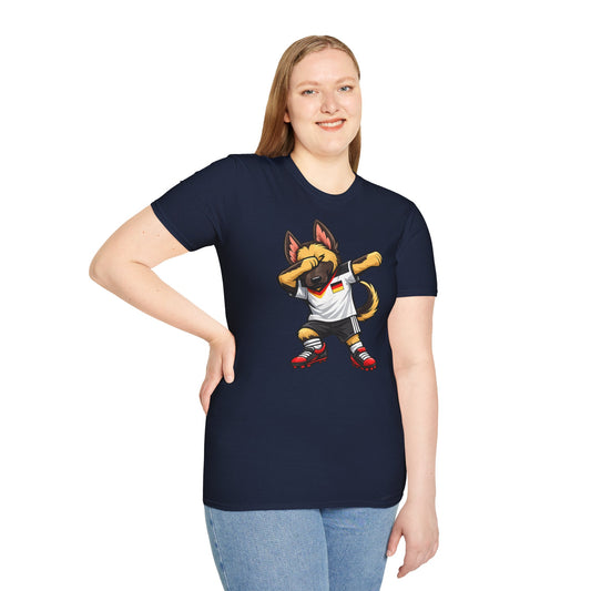 Deutschland Fußball Fan Hund T-Shirt – Dabbing Schäferhund im Deutschland Trikot