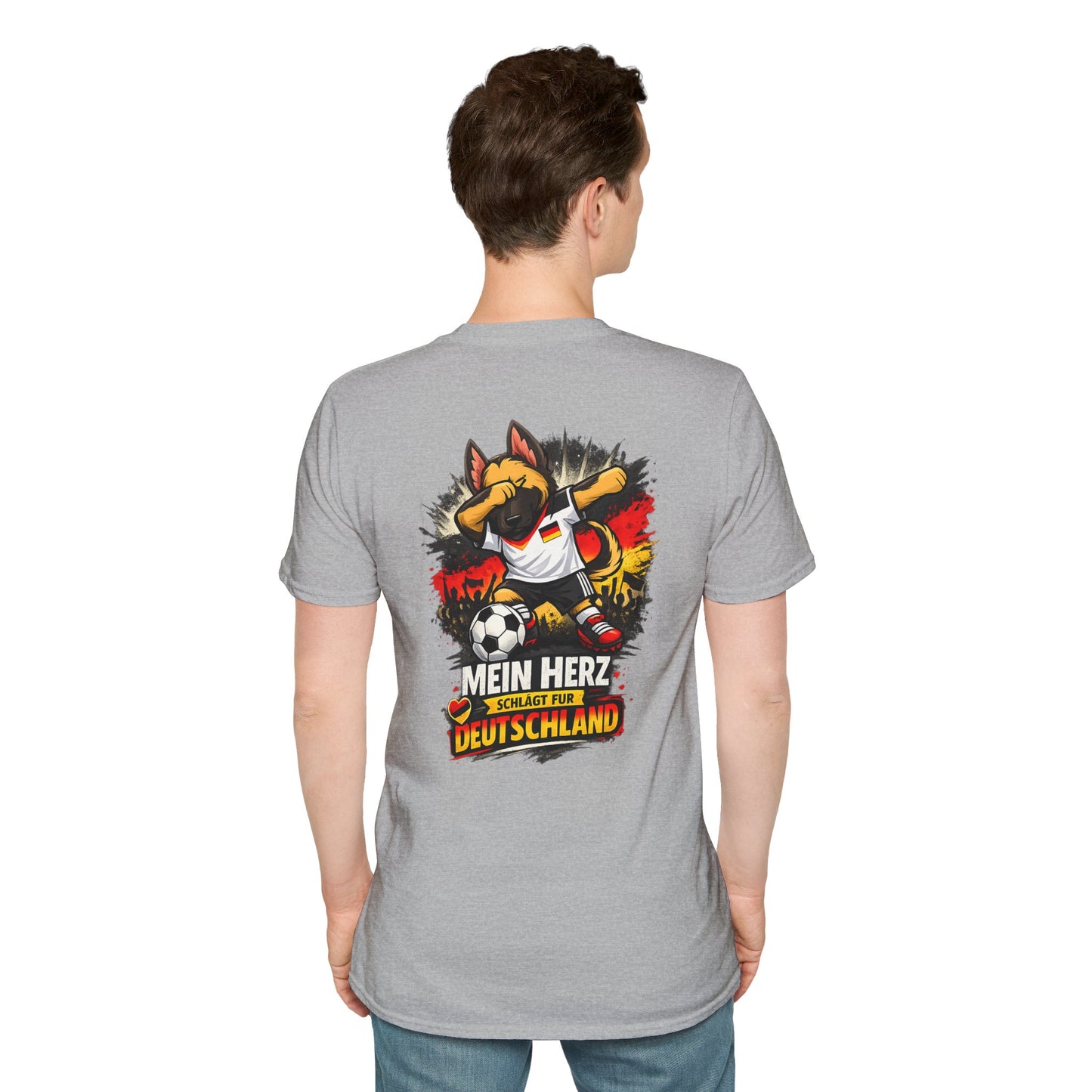 Deutschland Fußball Fan Hund T-Shirt – Front & Back Print Schäferhund Dabbing Fan-Shirt
