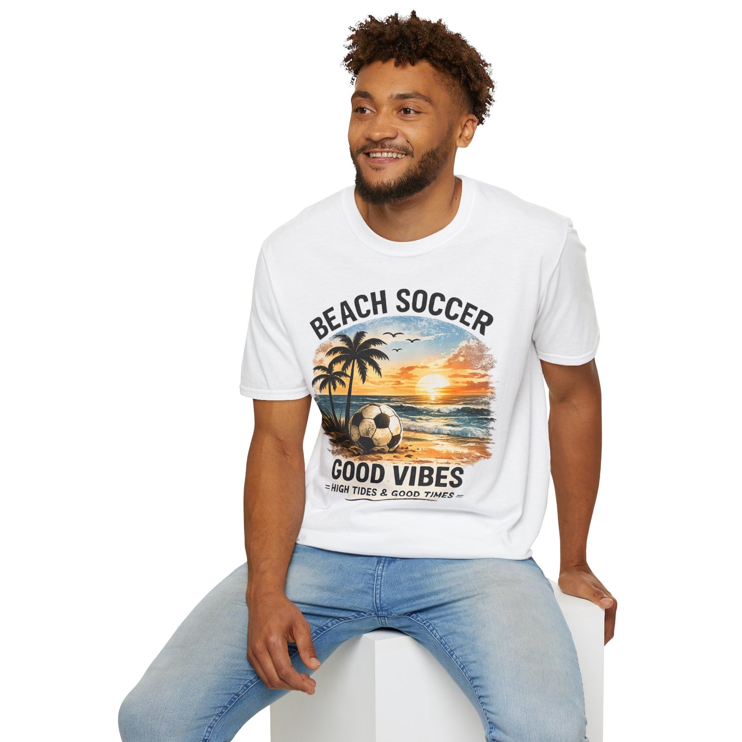 Beach Soccer – Good Vibes T-Shirt | Strandfußball & Sommer Feeling | High Tides & Good Times