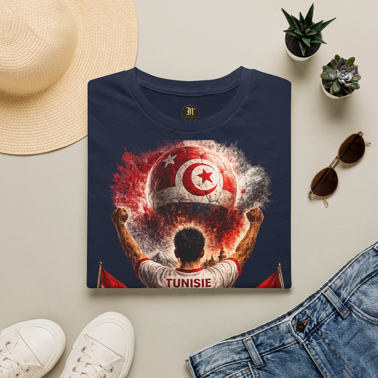 Tunesien Fußball Fan T-Shirt | Tunesien Supporter Shirt | Tunisia Fan Design | Fußball Fanartikel | Geschenk für Tunesien Fans