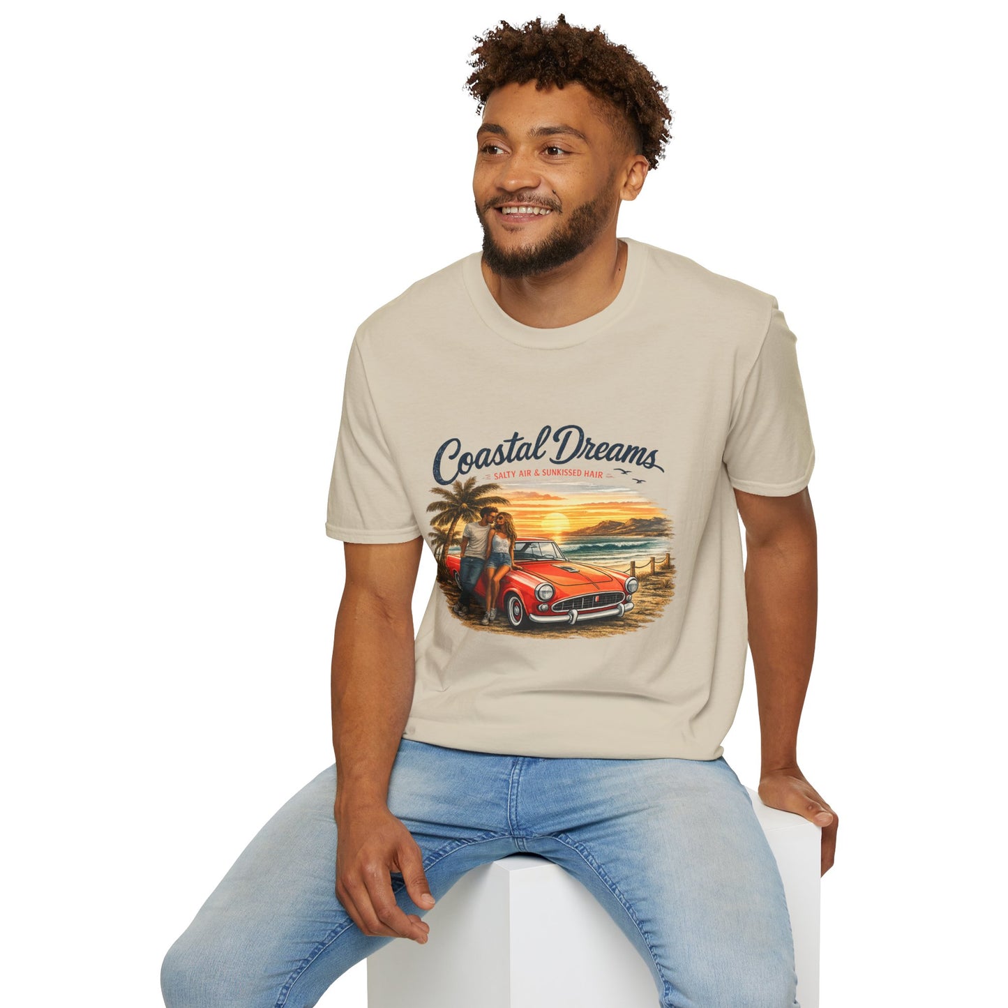 Coastal Dreams T-Shirt – Salty Air & Sunkissed Hair | Vintage Strand Oldtimer Paar Design | Sommer Shirt