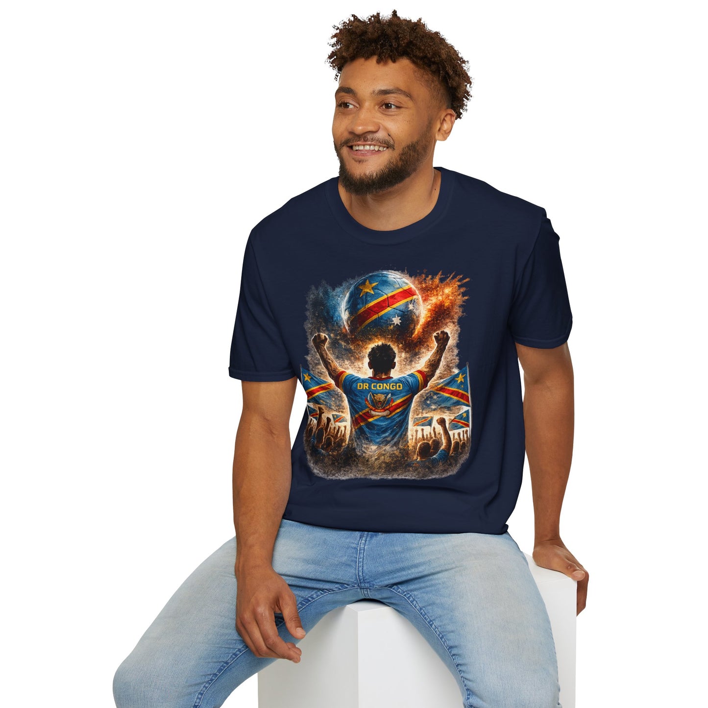 DR Kongo Fußball Fan T-Shirt – Demokratische Republik Kongo Flagge Supporter Design | Fußball Fanartikel | Geschenk für Fußballfans