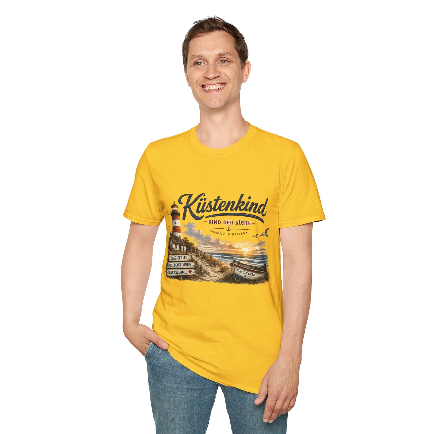 Küstenkind T-Shirt – Kind der Küste | Nordsee im Herzen | Vintage Leuchtturm Strand Design | Maritimes Sommer Shirt