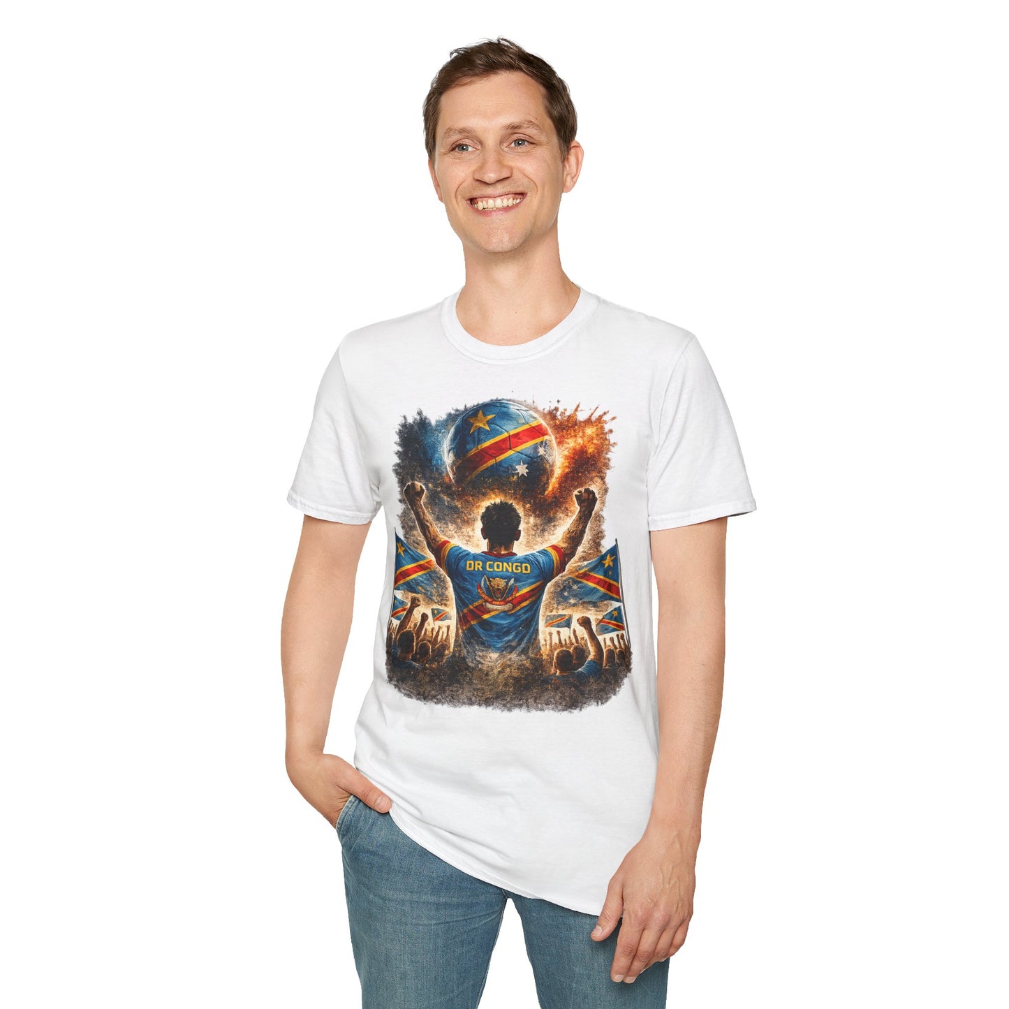 DR Kongo Fußball Fan T-Shirt – Demokratische Republik Kongo Flagge Supporter Design | Fußball Fanartikel | Geschenk für Fußballfans