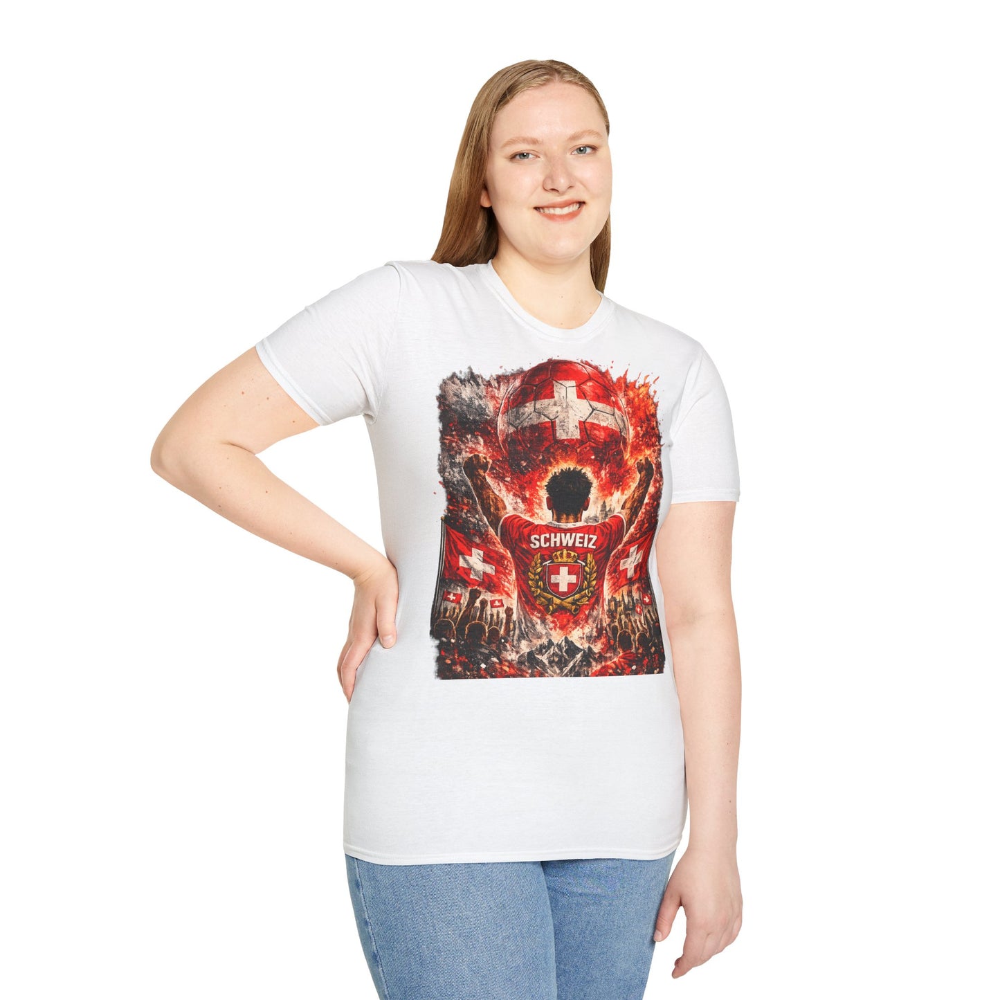 Schweiz Fußball Fan T-Shirt – Schweiz Flagge Supporter Design | Fußball Fanartikel | Geschenk für Fußballfans