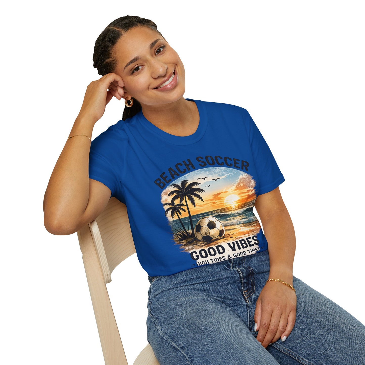 Beach Soccer – Good Vibes T-Shirt | Strandfußball & Sommer Feeling | High Tides & Good Times