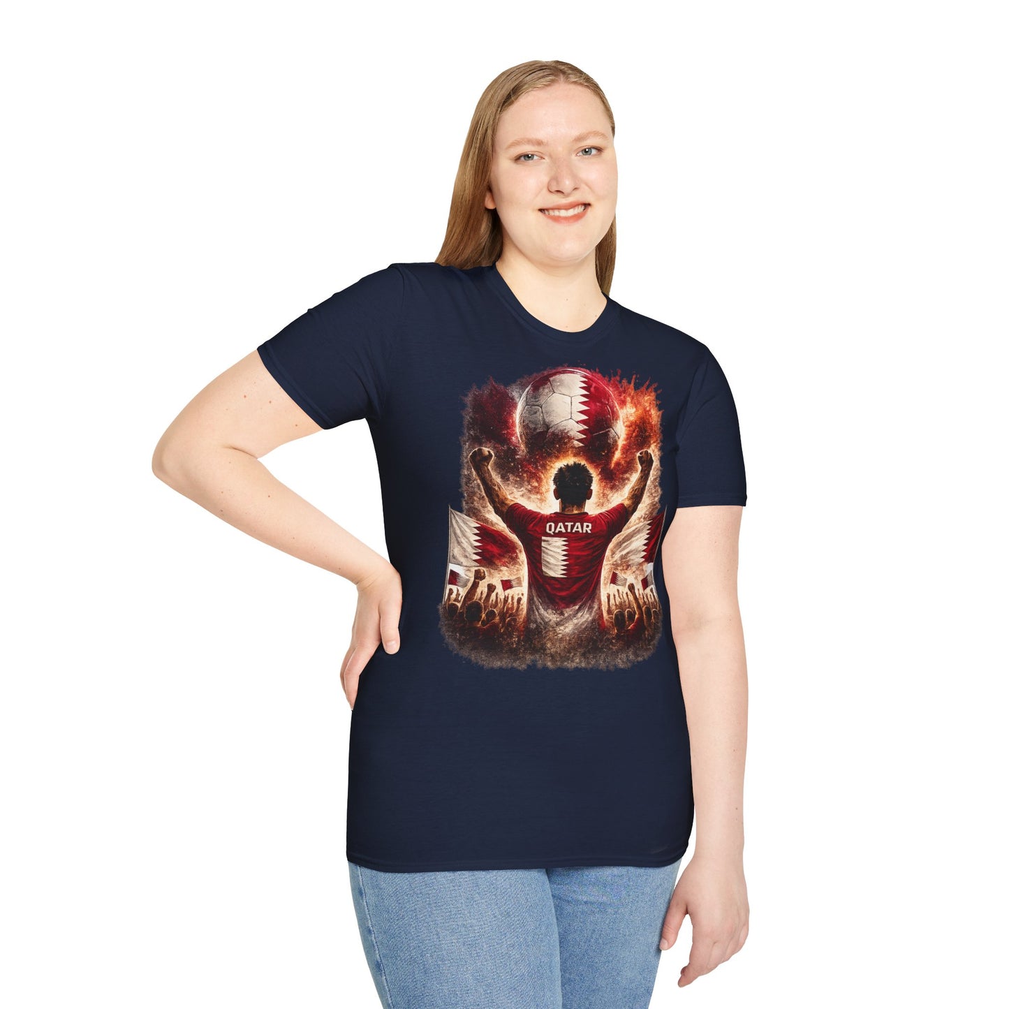 Katar Fußball Fan T-Shirt – Katar Flagge Supporter Design | Fußball Fanartikel | Geschenk für Fußballfans