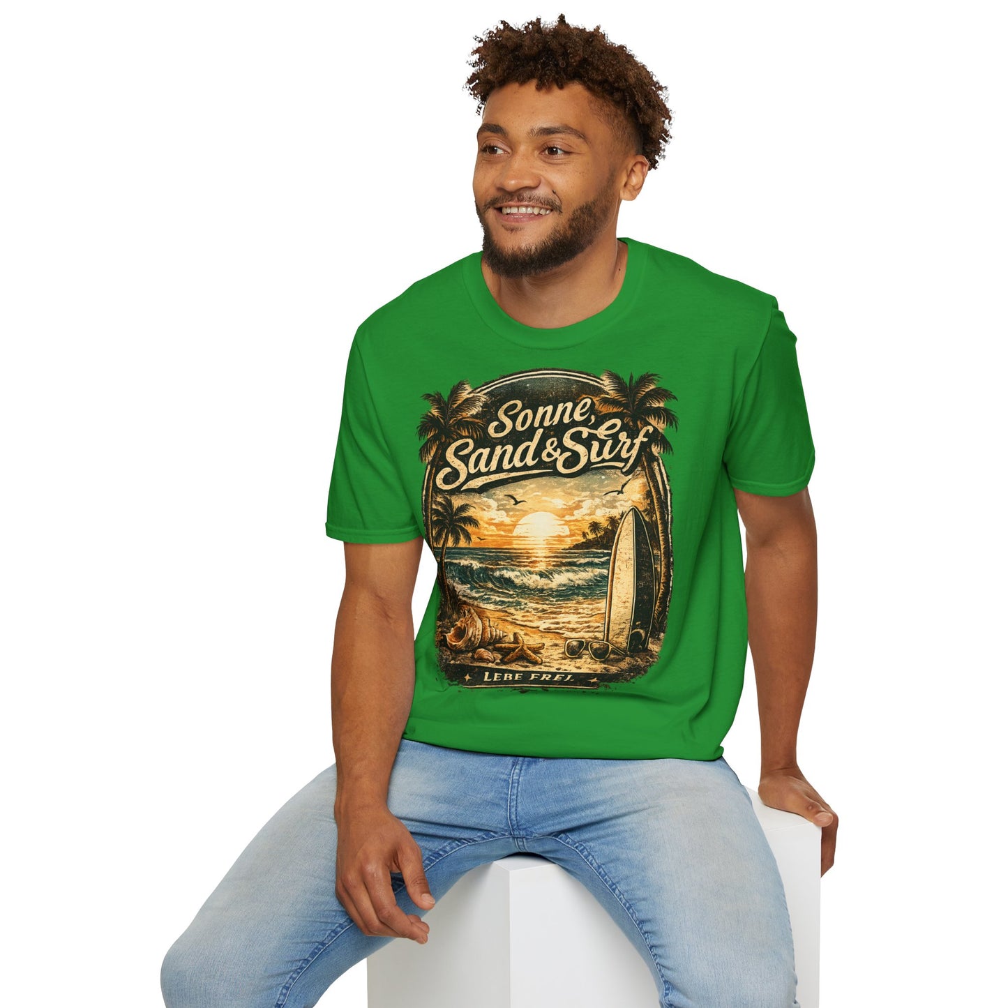 🌴 Sonne, Sand & Surf T-Shirt – Lebe Frei | Vintage Beach Lifestyle Design