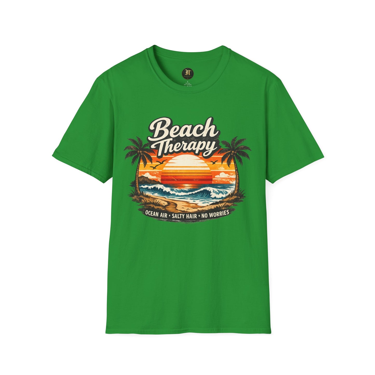 Beach Therapy Vintage Sunset T-Shirt – Ocean Air Salty Hair No Worries Summer Beach Shirt