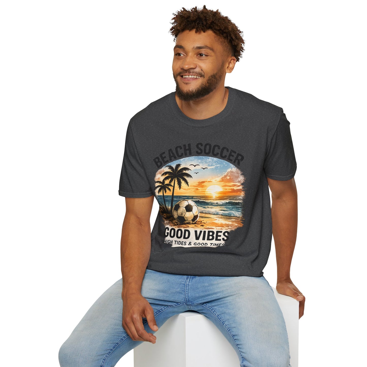 Beach Soccer – Good Vibes T-Shirt | Strandfußball & Sommer Feeling | High Tides & Good Times