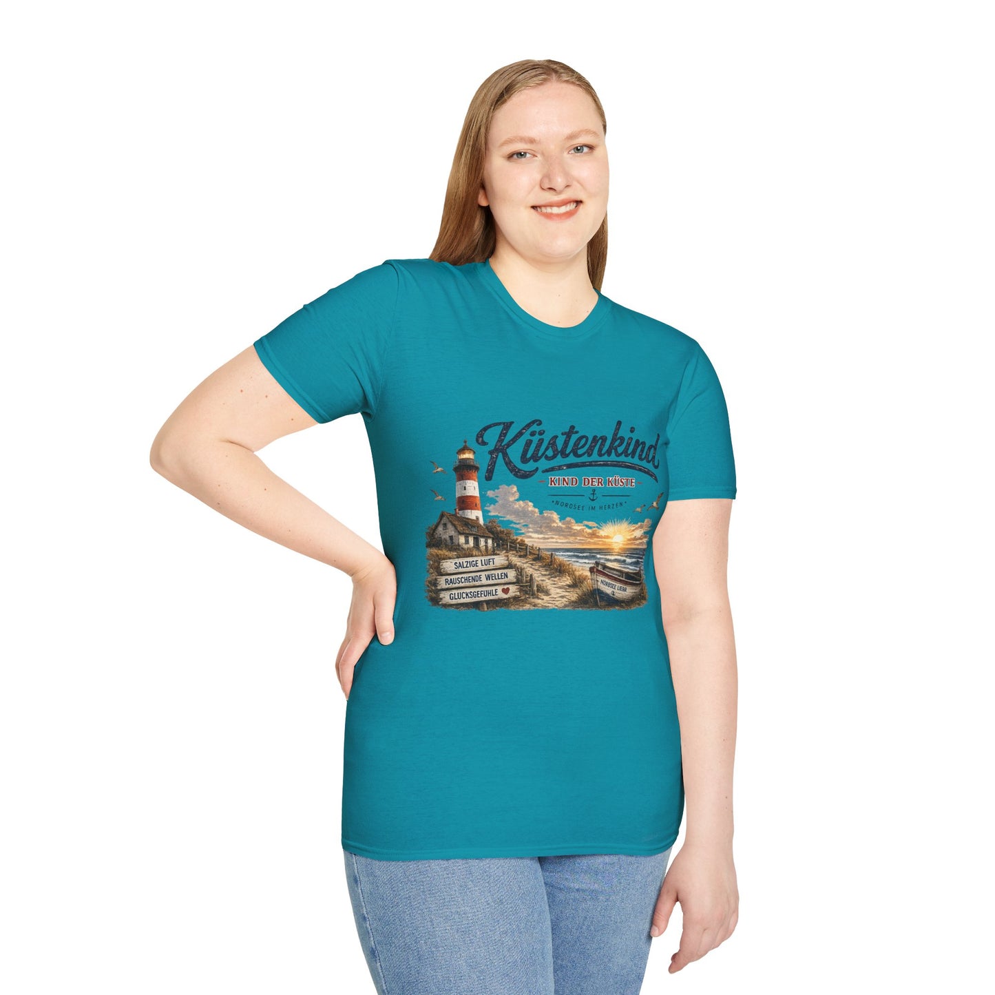 Küstenkind T-Shirt – Kind der Küste | Nordsee im Herzen | Vintage Leuchtturm Strand Design | Maritimes Sommer Shirt
