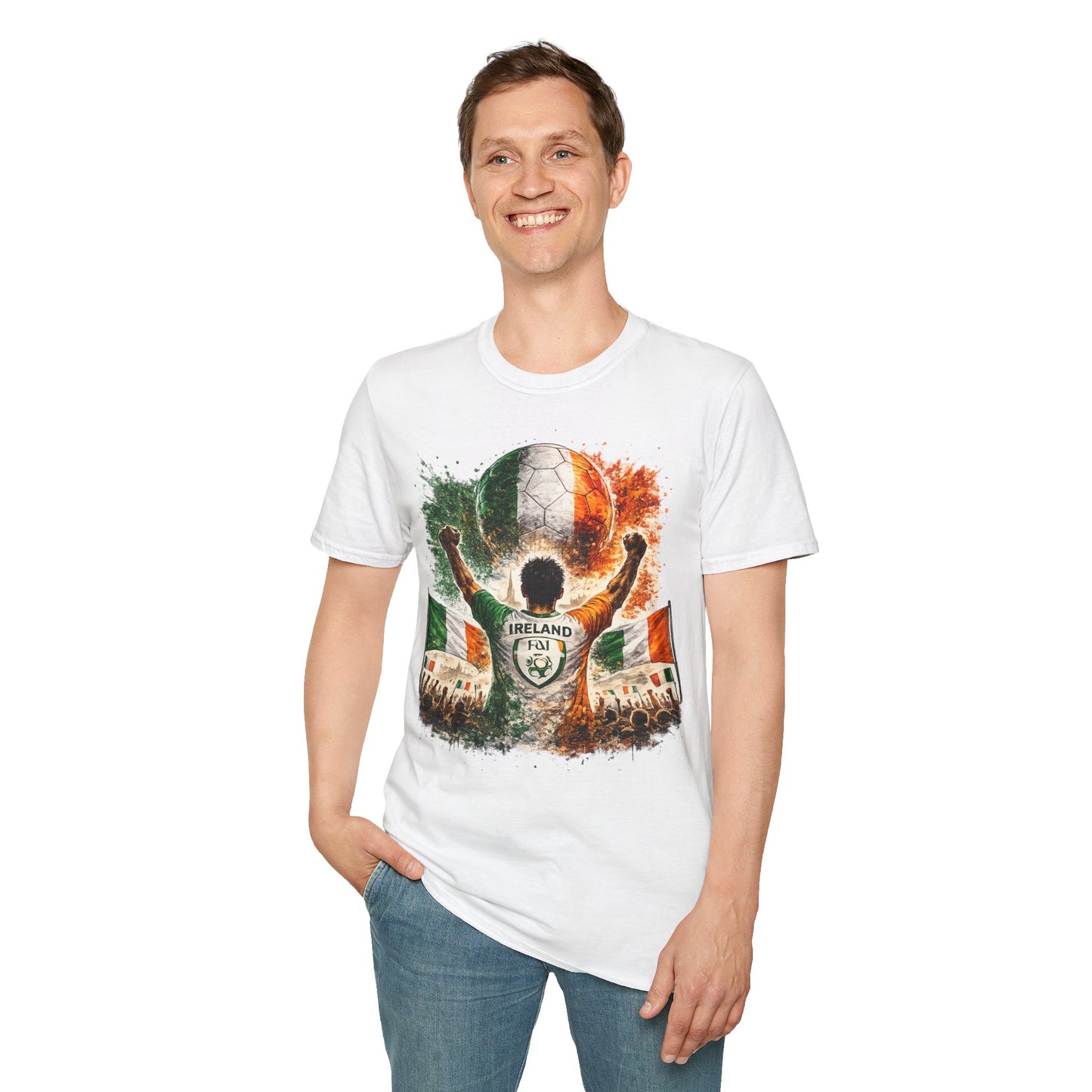 Irland Fußball Fan T-Shirt – Irland Flagge Supporter Design | Fußball Fanartikel | Geschenk für Fußballfans