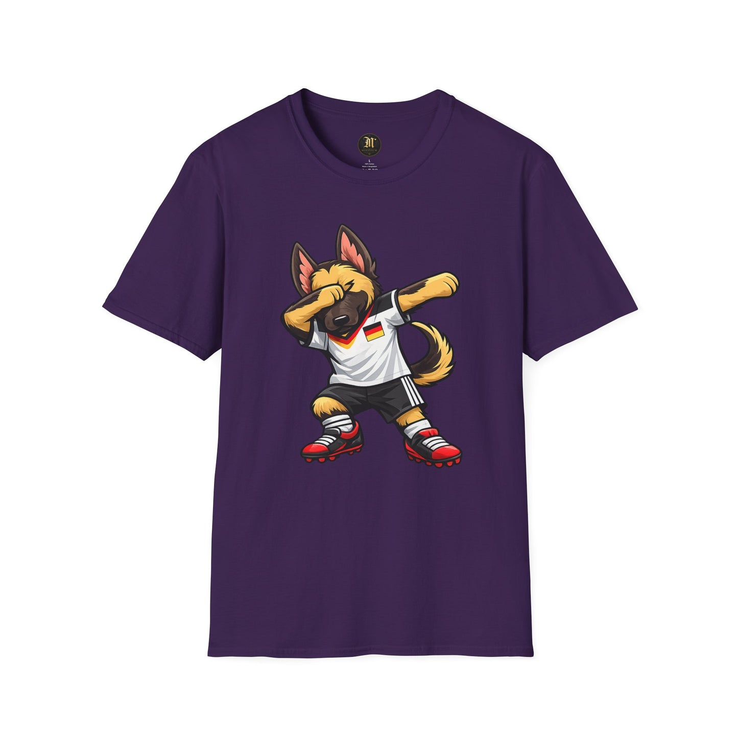 Deutschland Fußball Fan Hund T-Shirt – Front & Back Print Schäferhund Dabbing Fan-Shirt