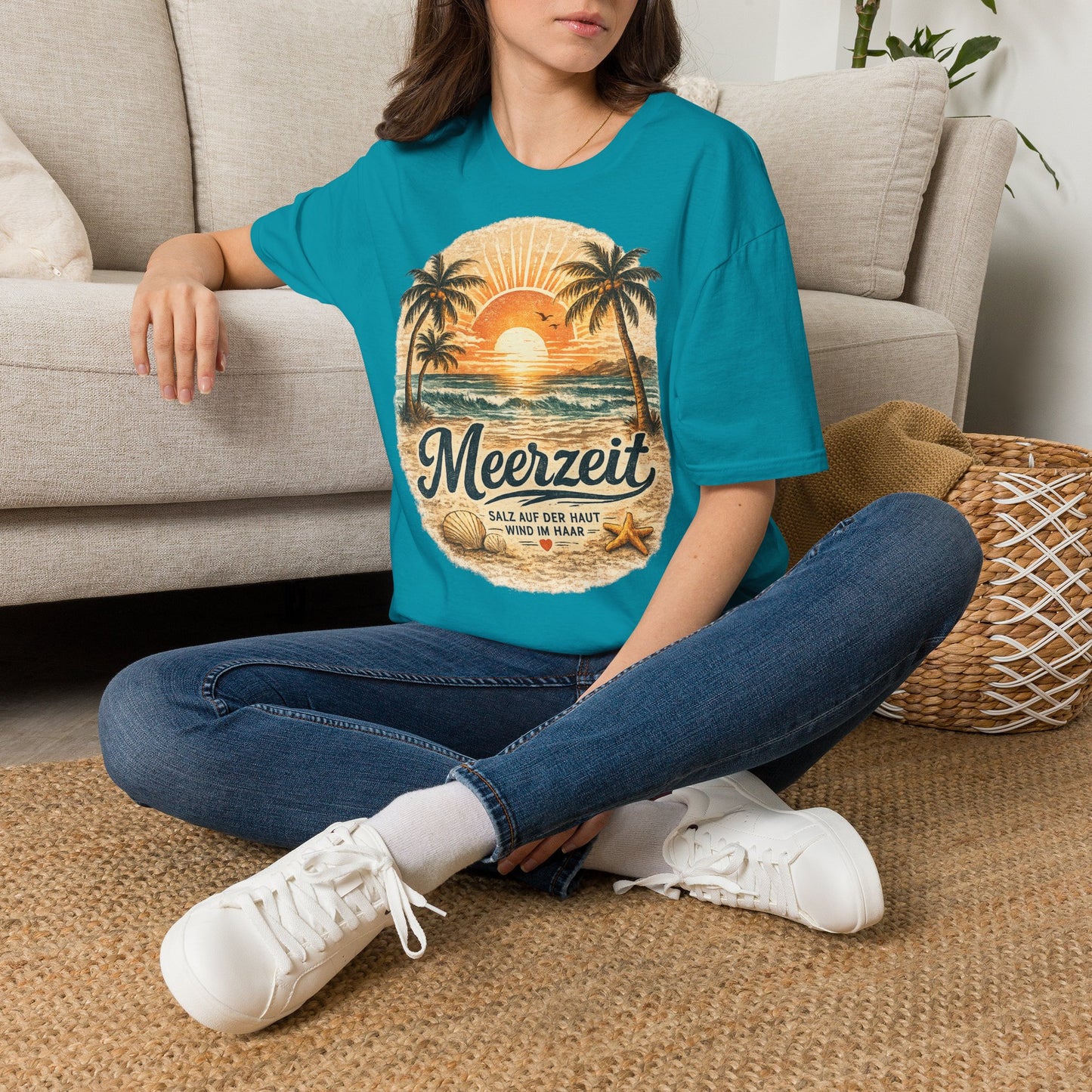 Meerzeit T-Shirt – Salz auf der Haut, Wind im Haar | Vintage Strand Shirt | Sommer Urlaub Meer Geschenk