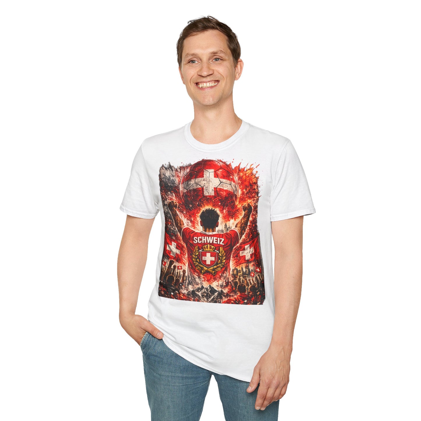 Schweiz Fußball Fan T-Shirt – Schweiz Flagge Supporter Design | Fußball Fanartikel | Geschenk für Fußballfans