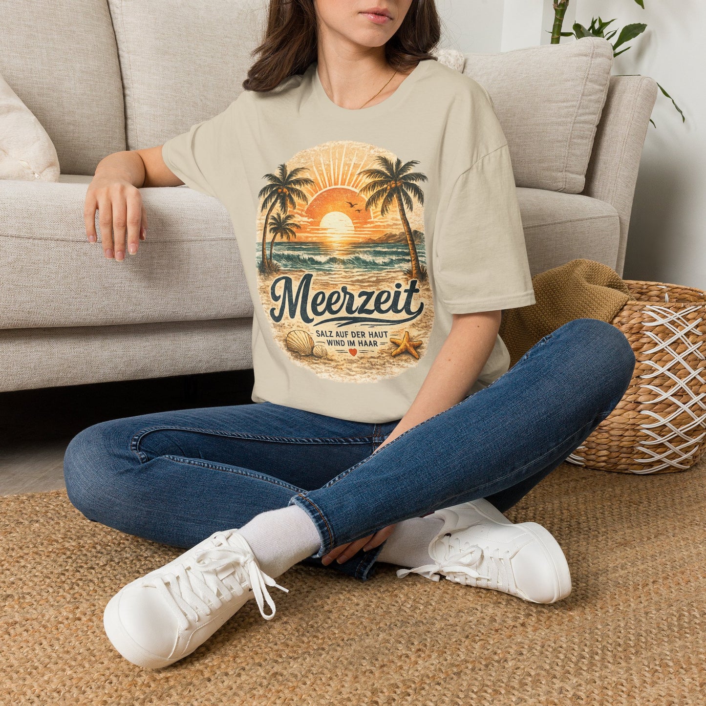 Meerzeit T-Shirt – Salz auf der Haut, Wind im Haar | Vintage Strand Shirt | Sommer Urlaub Meer Geschenk