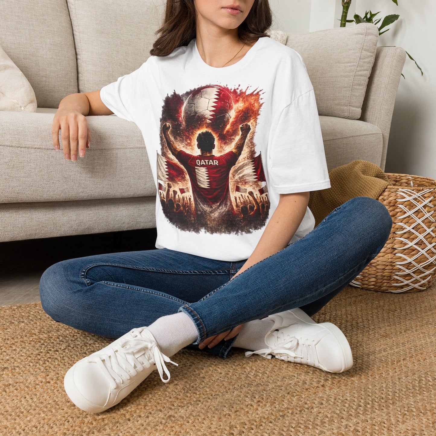 Katar Fußball Fan T-Shirt – Katar Flagge Supporter Design | Fußball Fanartikel | Geschenk für Fußballfans