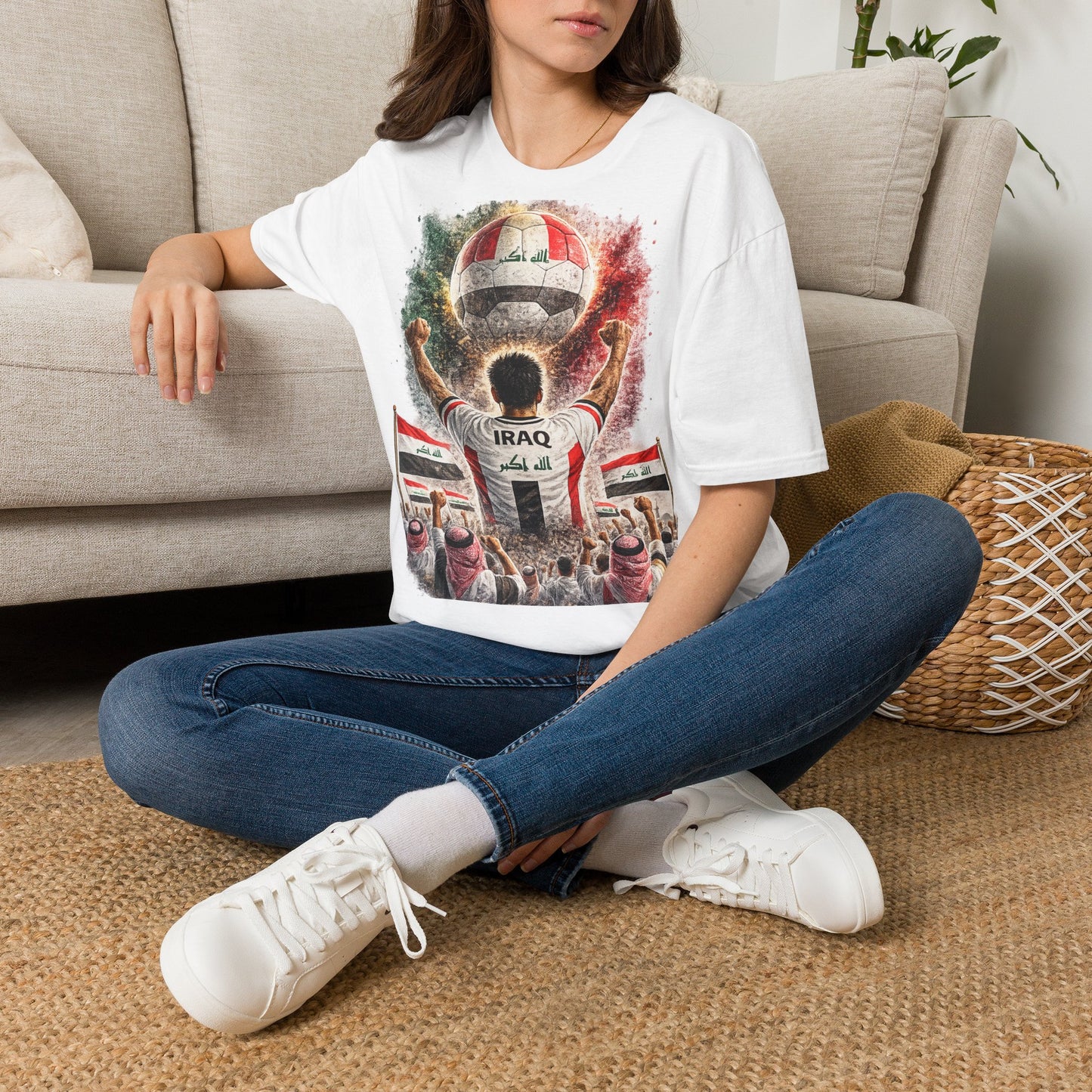 Irak Fußball Fan T-Shirt | Irak Supporter Shirt | Iraq Fan Design | Fußball Fanartikel | Geschenk für Irak Fans
