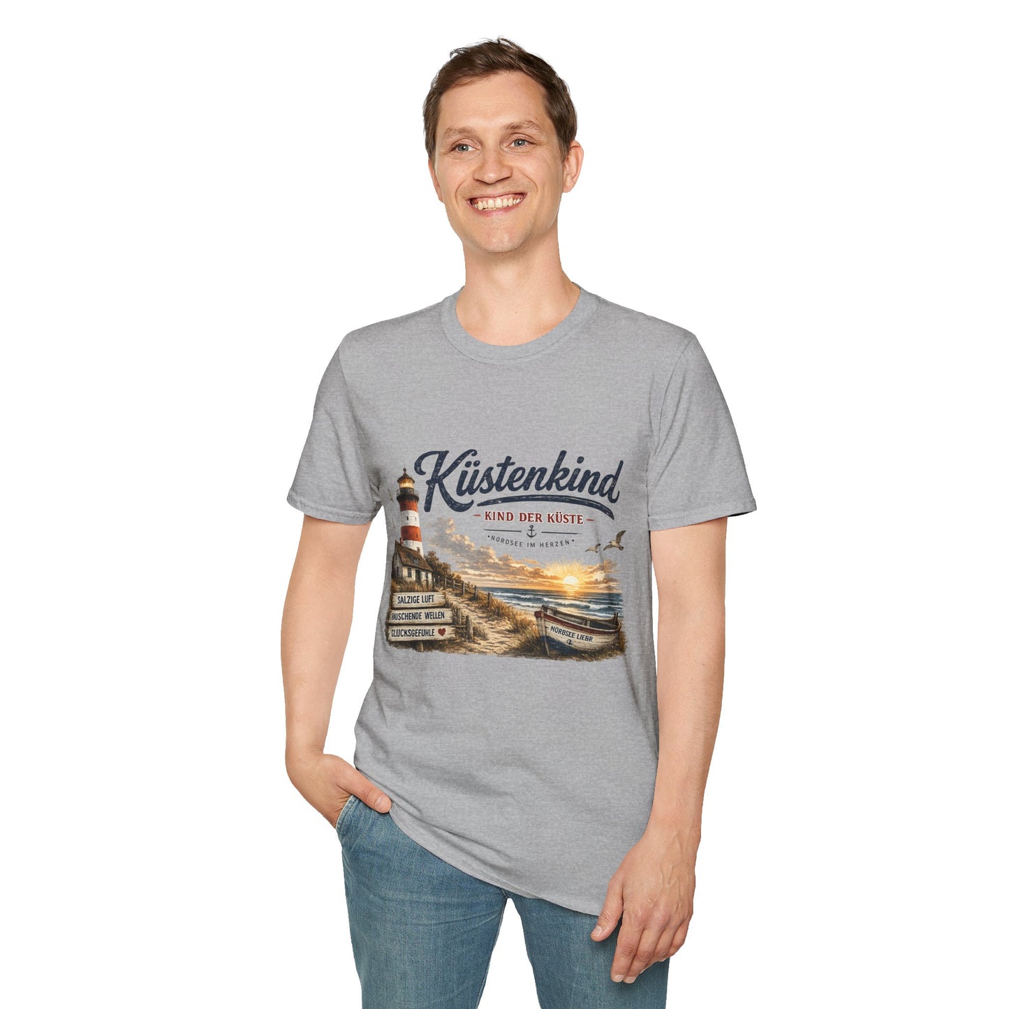 Küstenkind T-Shirt – Kind der Küste | Nordsee im Herzen | Vintage Leuchtturm Strand Design | Maritimes Sommer Shirt