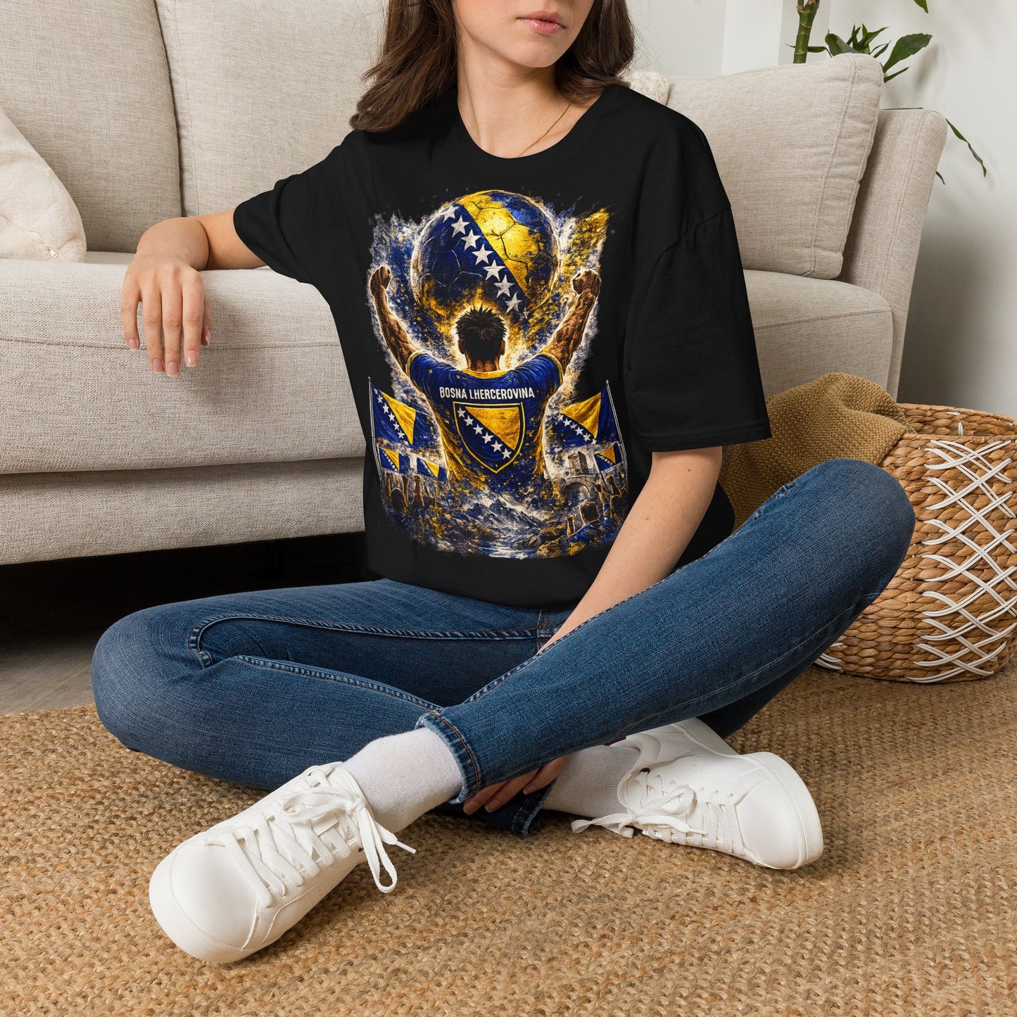 Bosnien & Herzegowina Fußball Fan T-Shirt – Bosnien Flagge Supporter Design | Fußball Fanartikel | Geschenk für Fußballfans
