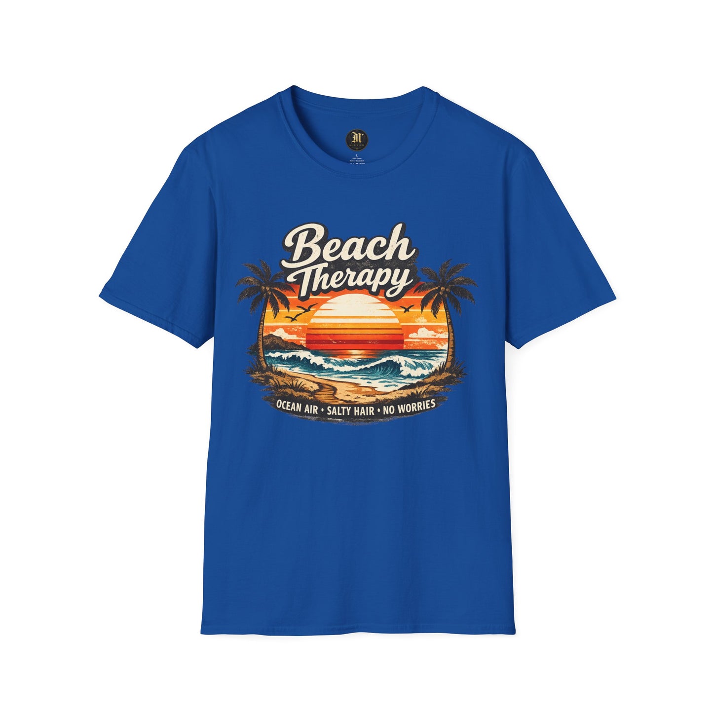 Beach Therapy Vintage Sunset T-Shirt – Ocean Air Salty Hair No Worries Summer Beach Shirt