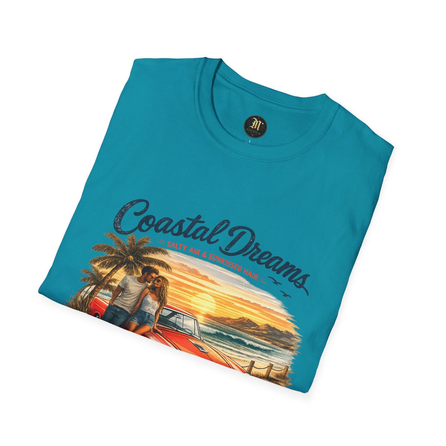 Coastal Dreams T-Shirt – Salty Air & Sunkissed Hair | Vintage Strand Oldtimer Paar Design | Sommer Shirt