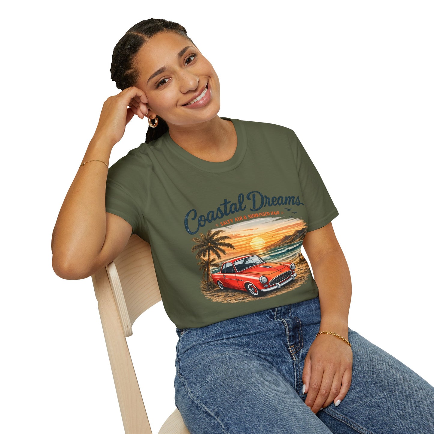 Coastal Dreams T-Shirt – Salzige Luft & Sonnengeküsstes Haar | Vintage Oldtimer Strand Motiv