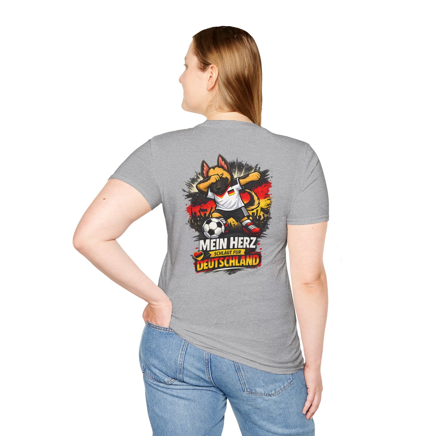 Deutschland Fußball Fan Hund T-Shirt – Front & Back Print Schäferhund Dabbing Fan-Shirt